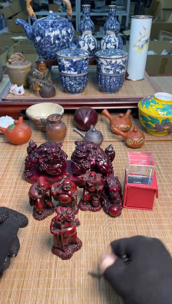17号一堆摆件树脂的狮子底座开胶回家自己粘中古物品谨慎参拍直播