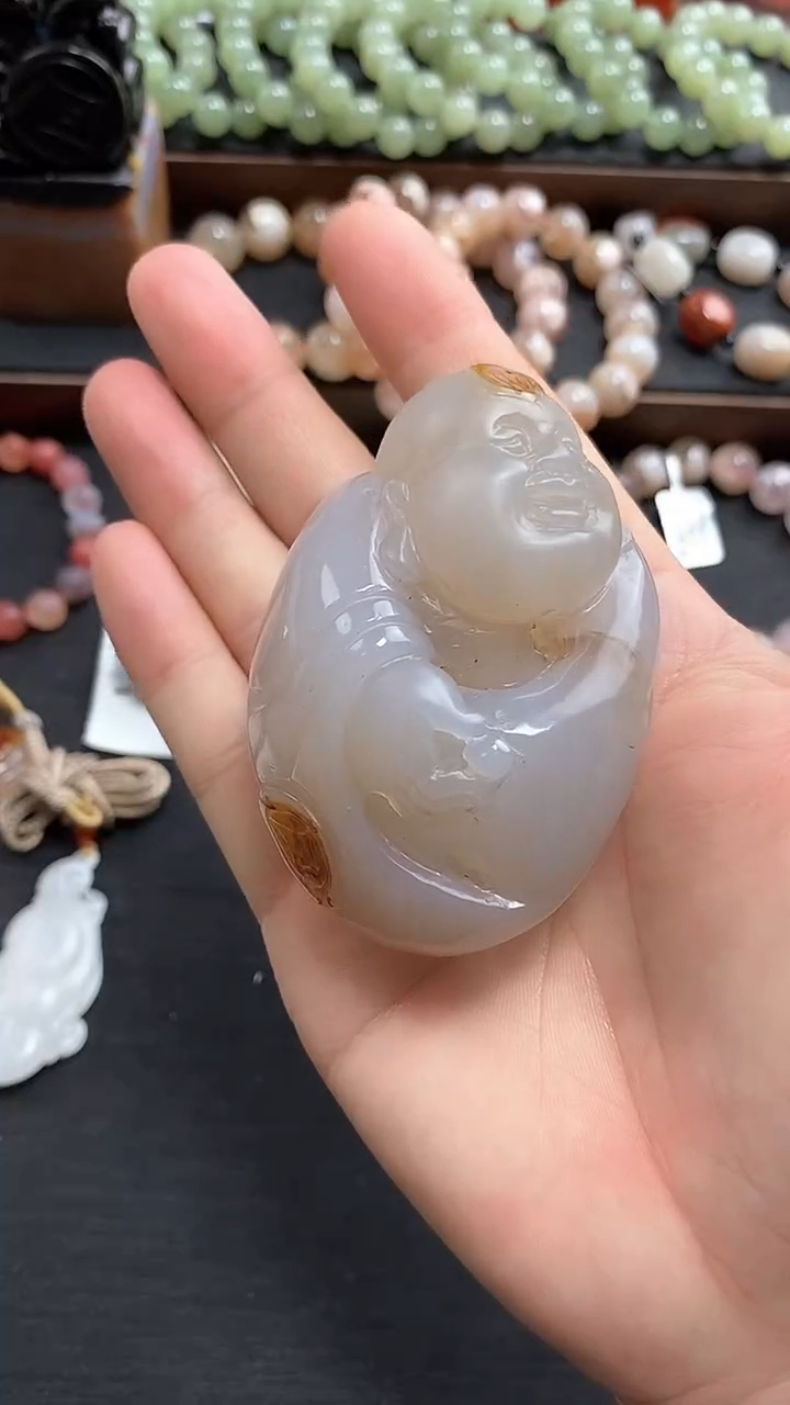 【闪购商品】玛瑙/玉髓招财童子未镶嵌1