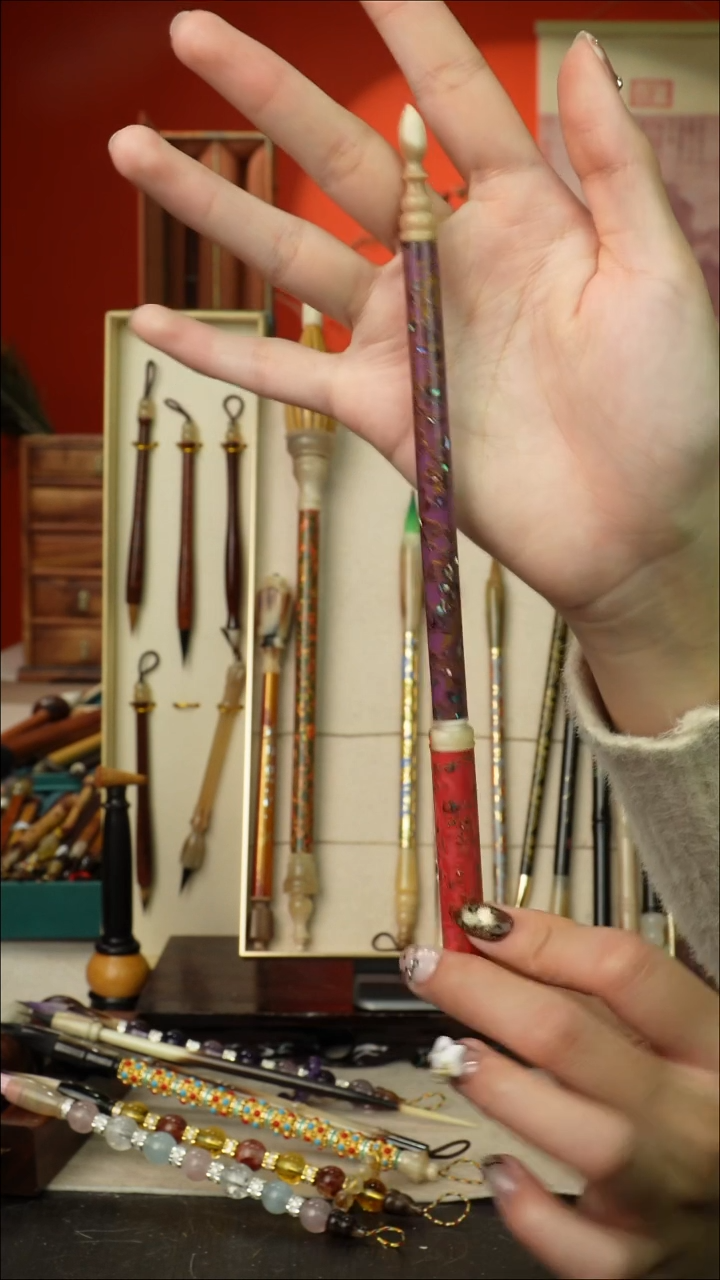 275号闪孤品高货毛笔链接 清水试笔 蘸墨不退