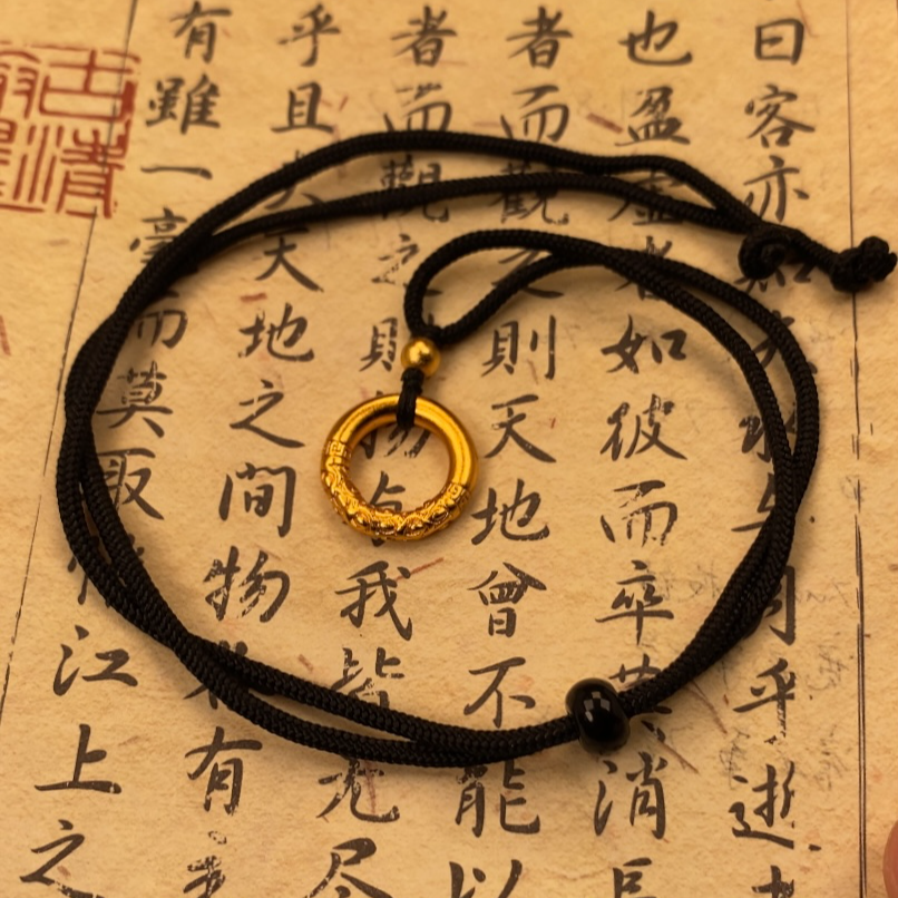 【卷草纹平安扣吊坠】新款卷草纹平安扣实心精工吊坠男女礼物可调节