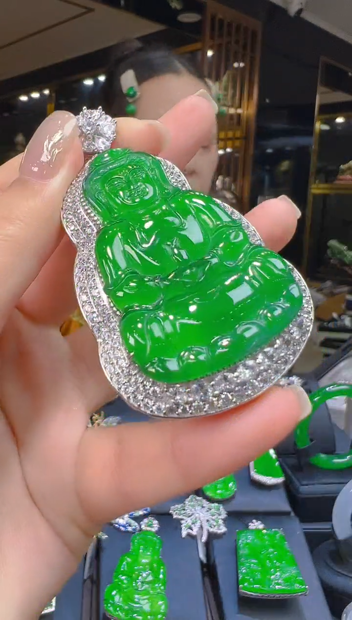 吊坠(赠链)银S925镶嵌翡翠035（多样性发其一）