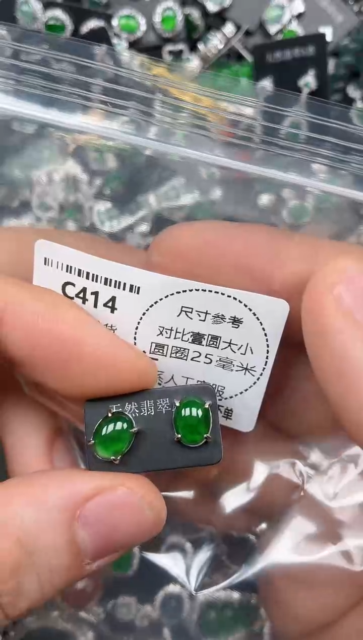 颈饰未镶嵌翡翠C414耳钉