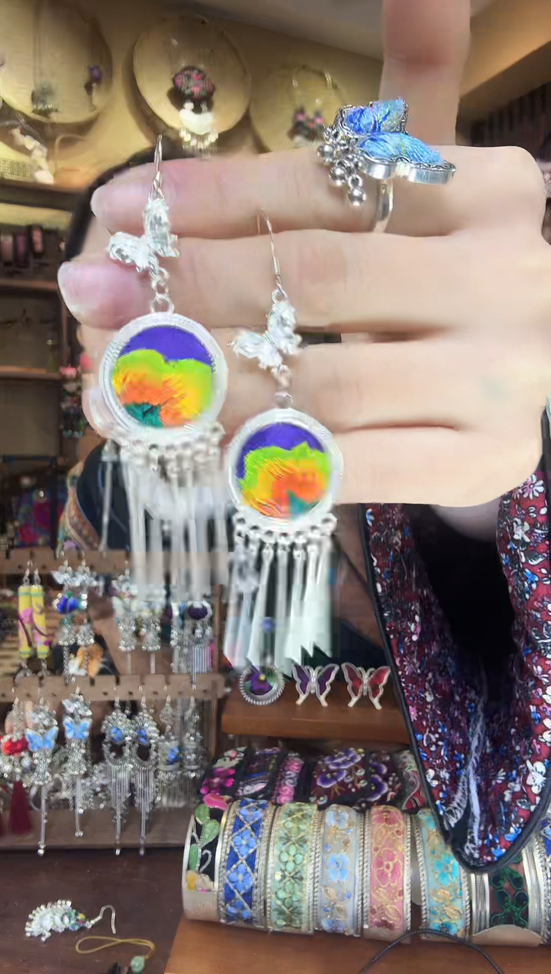 刺绣非遗刺绣民族风耳环