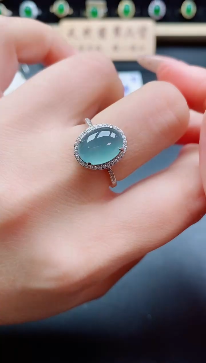 银S925镶嵌戒指翡翠1