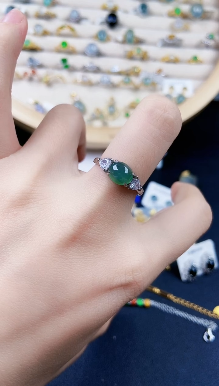 【闪购商品】翡翠银S925镶嵌戒指656464