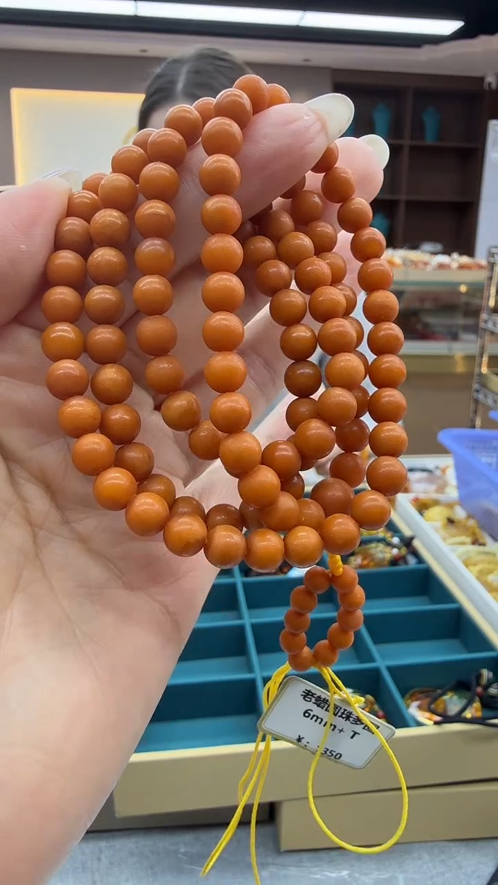 琥珀颈饰未镶嵌105秒拍号 假一罚三 6mm