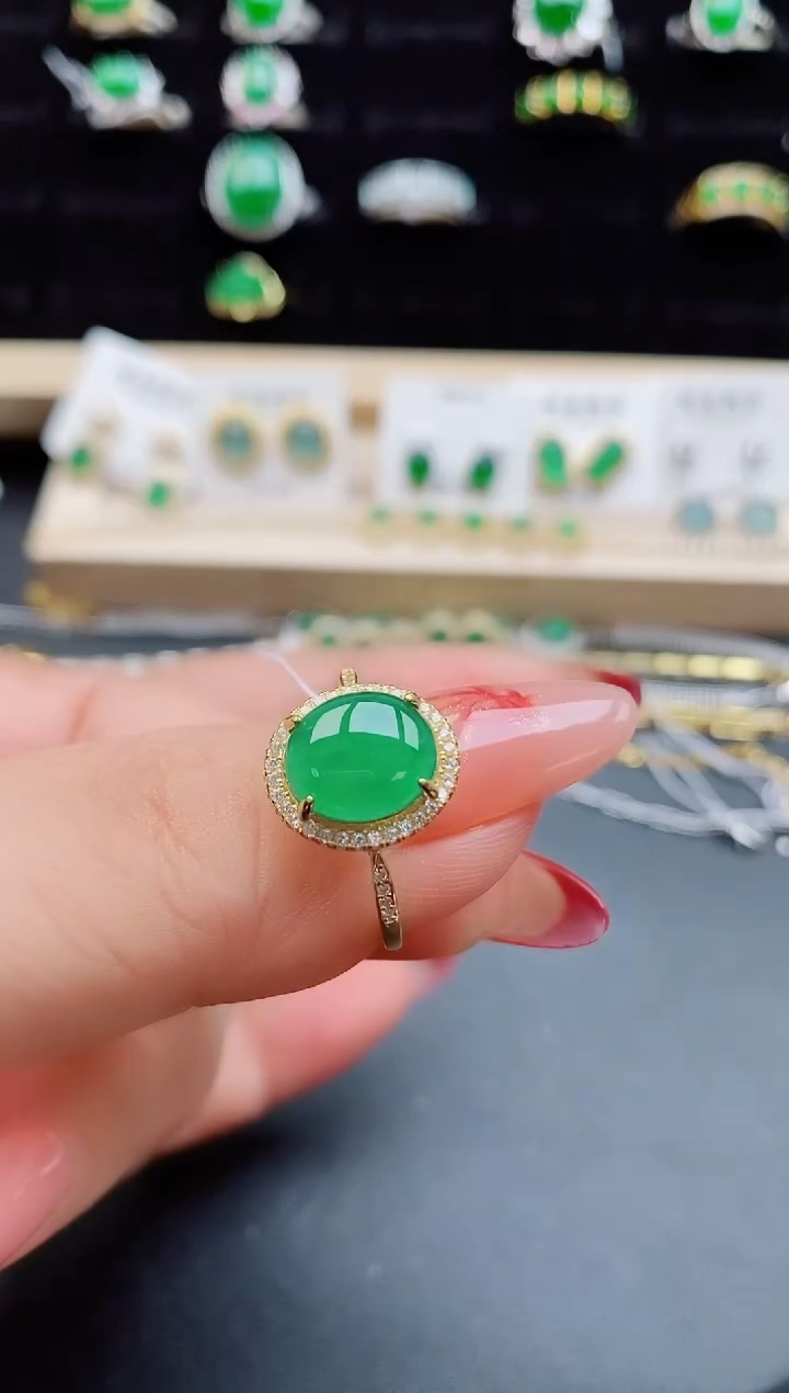【闪购商品】翡翠戒指银S925镶嵌1321