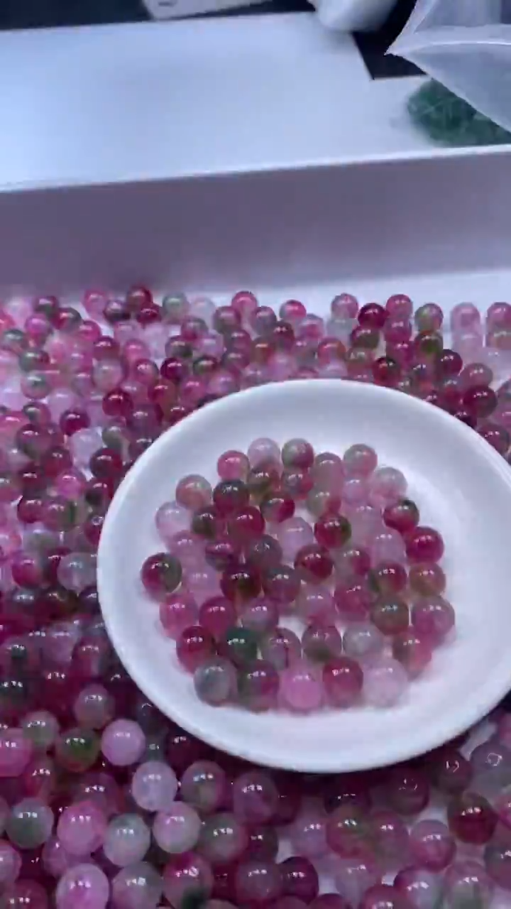 颈饰未镶嵌水晶W1780-西瓜碧玺10mm*10颗