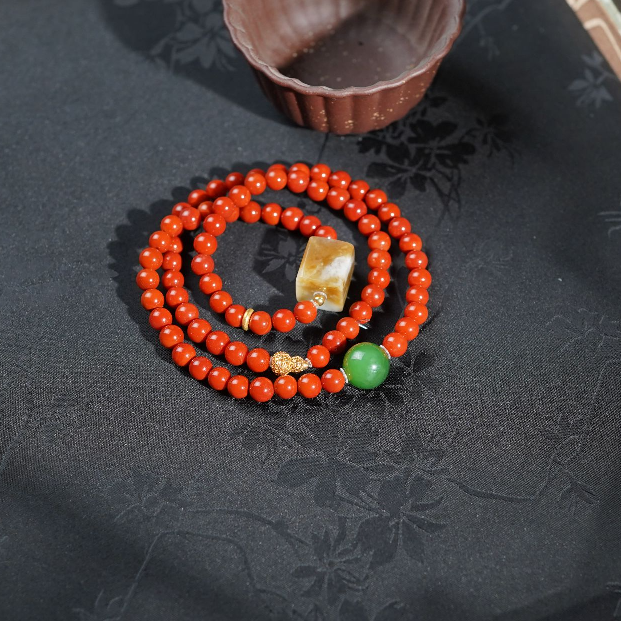 【赤枕】南红*手串*18k金镶嵌