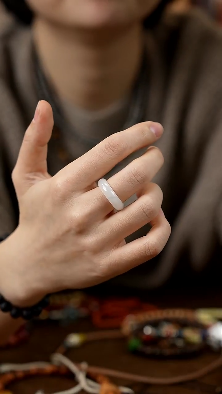 未镶嵌戒指和田玉（白玉）白玉戒指17.5指围