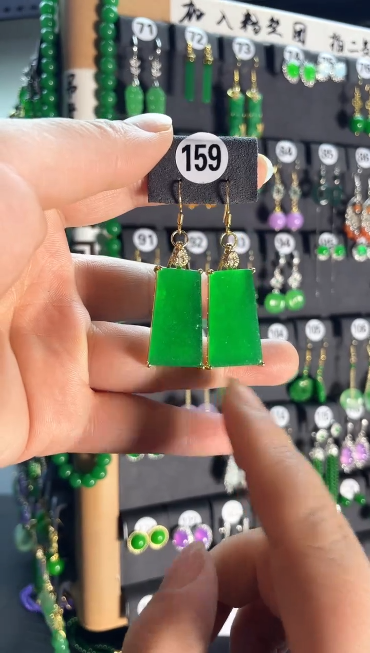 【闪购商品】翡翠耳饰银S925镶嵌老159