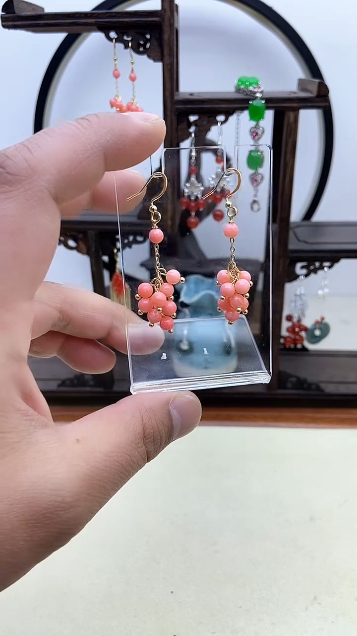 【闪购商品】玛瑙/玉髓耳钉14K金镶嵌68号