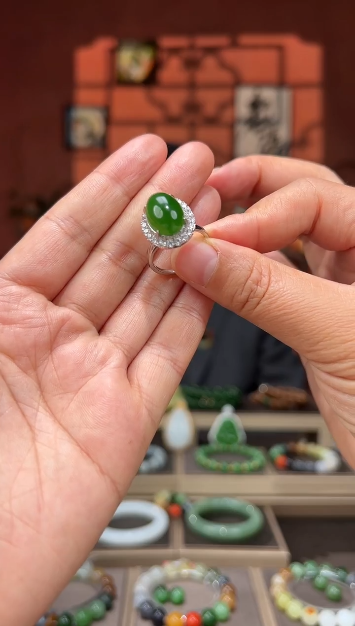 银S925镶嵌手链和田玉戒指