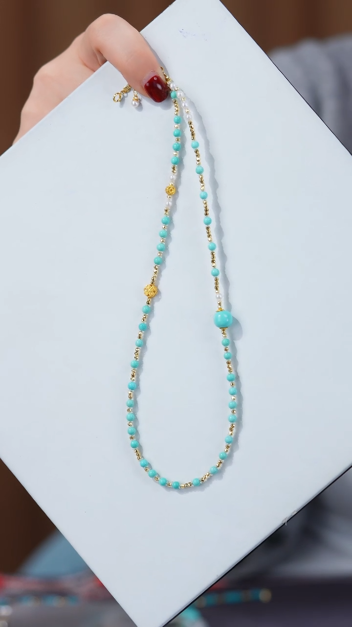 【闪购商品】绿松石项链18K金镶嵌1