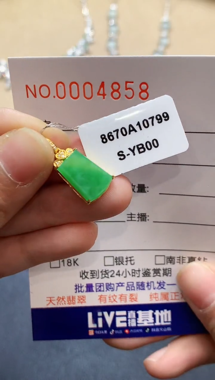 【闪购商品】翡翠吊坠(不含链)18K金镶嵌4858　　