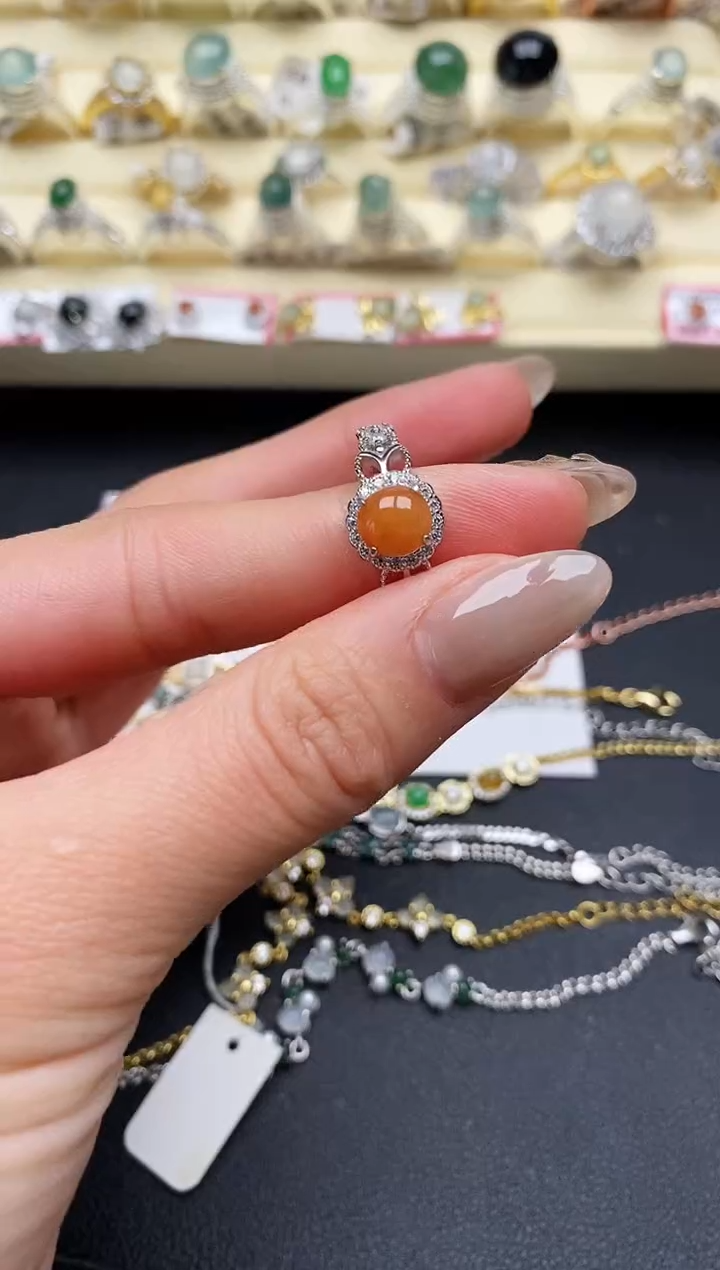 【闪购商品】翡翠戒指银S925镶嵌缅甸翡翠2  10+3