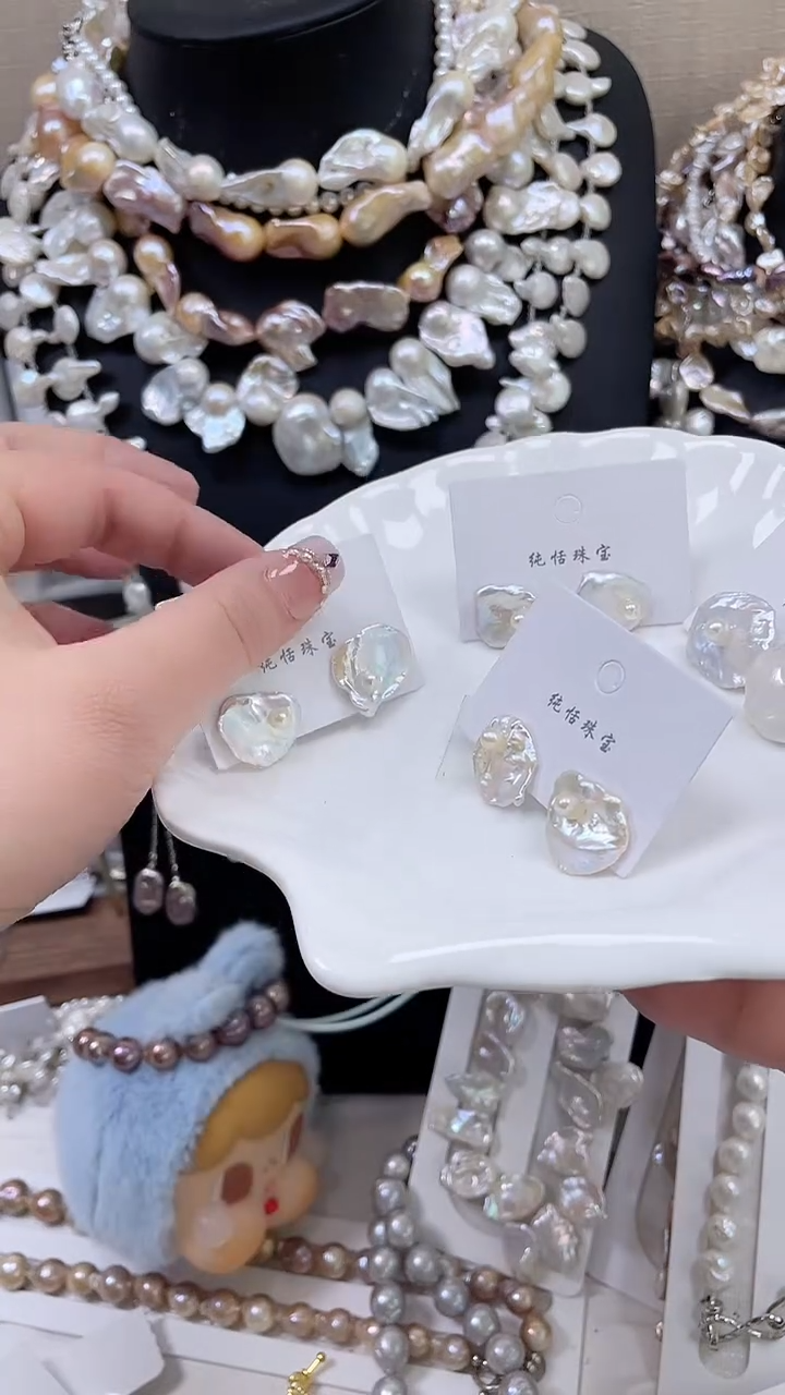 未镶嵌耳饰淡水珍珠【纯恬饰品】（多样性发货发一）