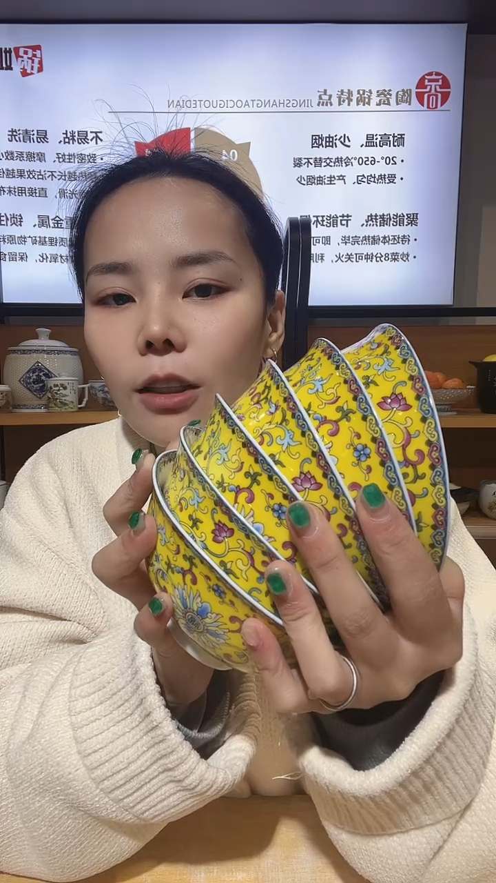 【闪购商品】瓷片十个珐琅彩的饭碗