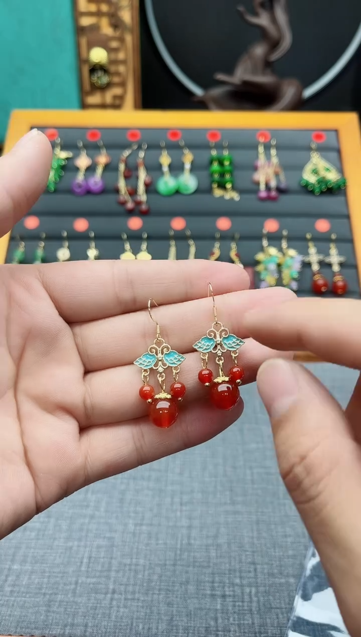 【闪购商品】南红玛瑙耳饰银S925镶嵌530000