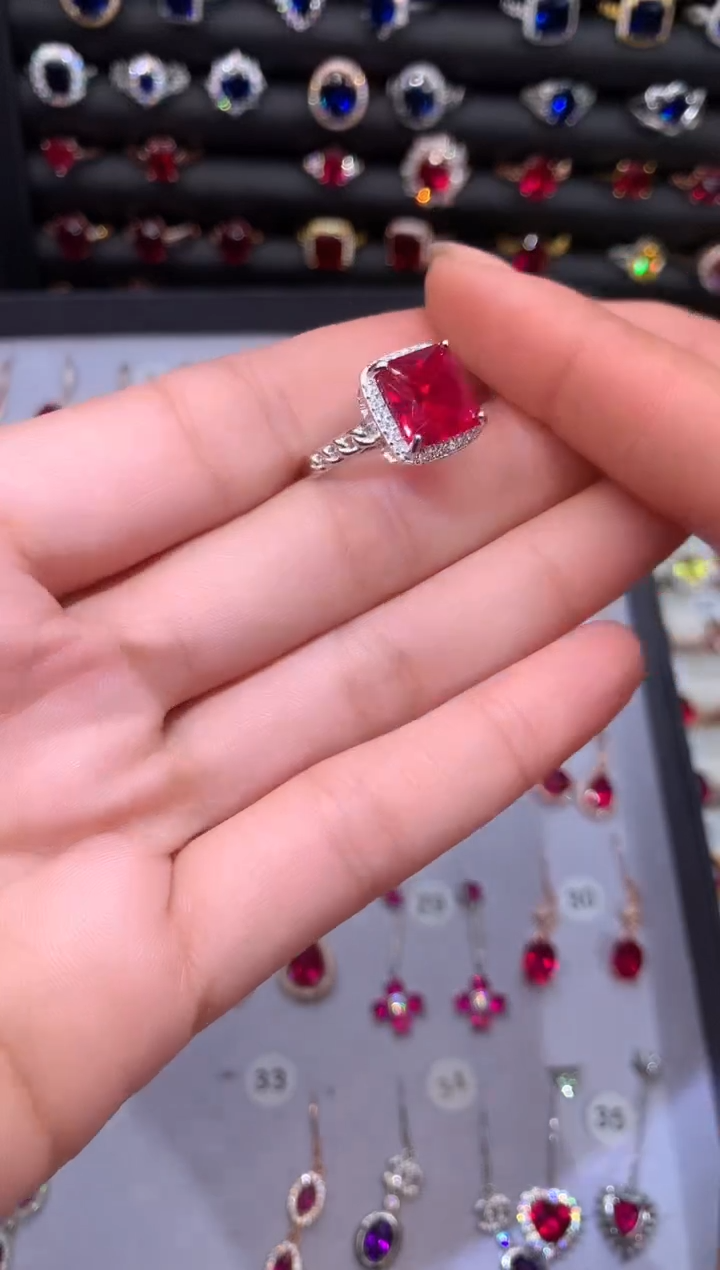 【闪购商品】红宝石戒指银S925镶嵌10白