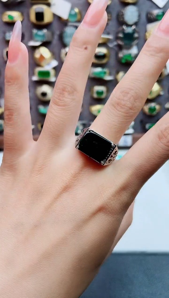 未镶嵌戒指翡翠天然翡翠男戒