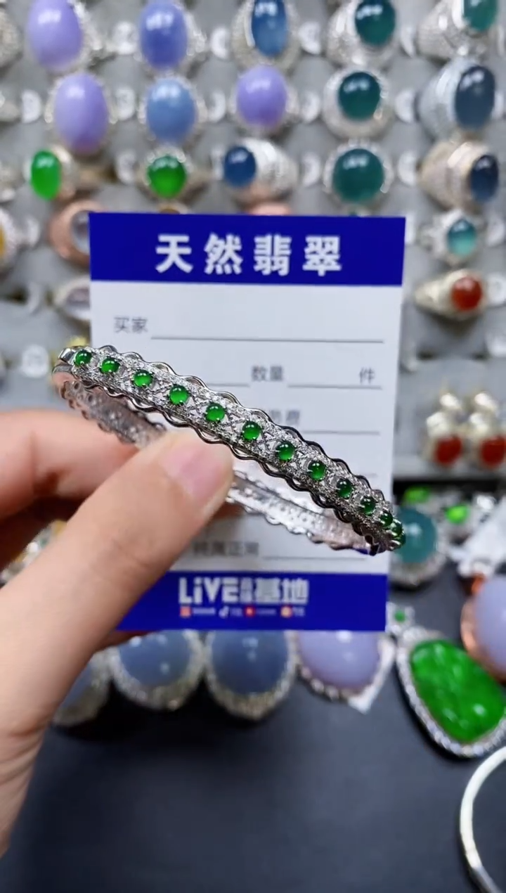 【闪购商品】翡翠手镯银S925镶嵌0189