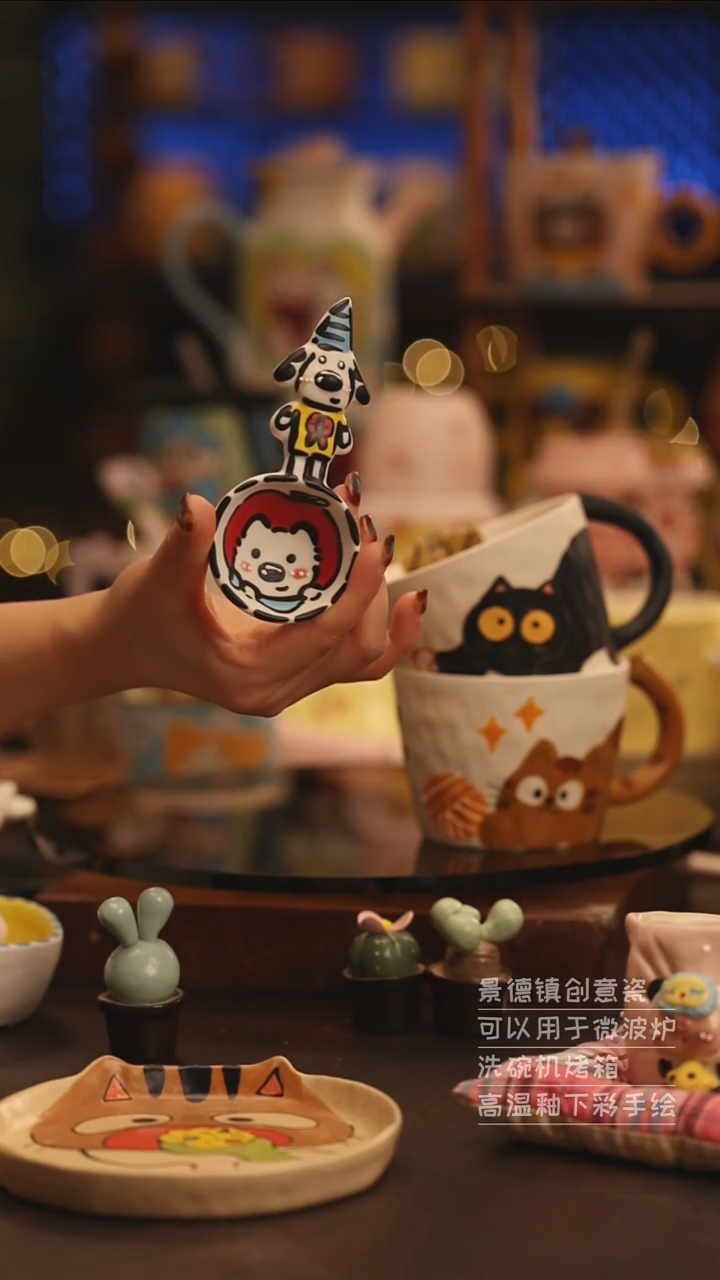 陶瓷景德镇可爱陶瓷釉下彩绘设计师款