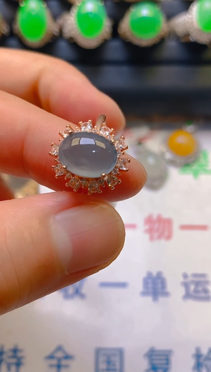 【闪购商品】翡翠耳饰银S925镶嵌天然A货翡翠1