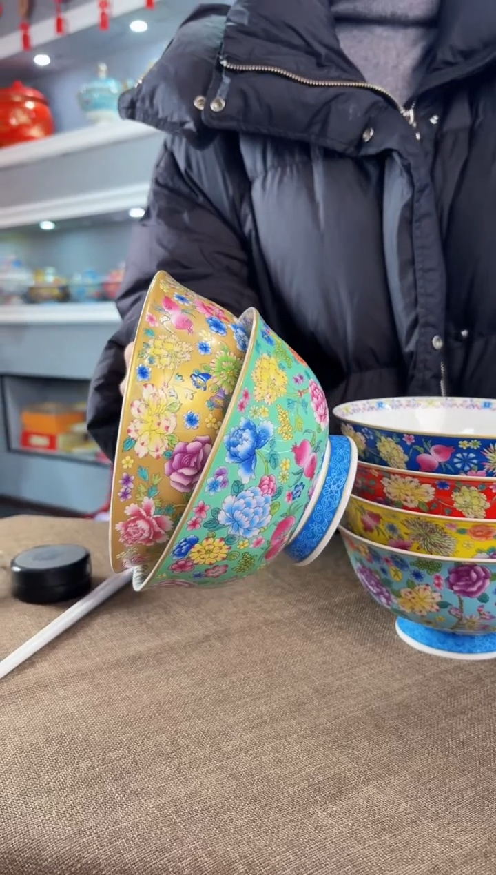 珐琅  6英寸面碗2个景德镇陶瓷