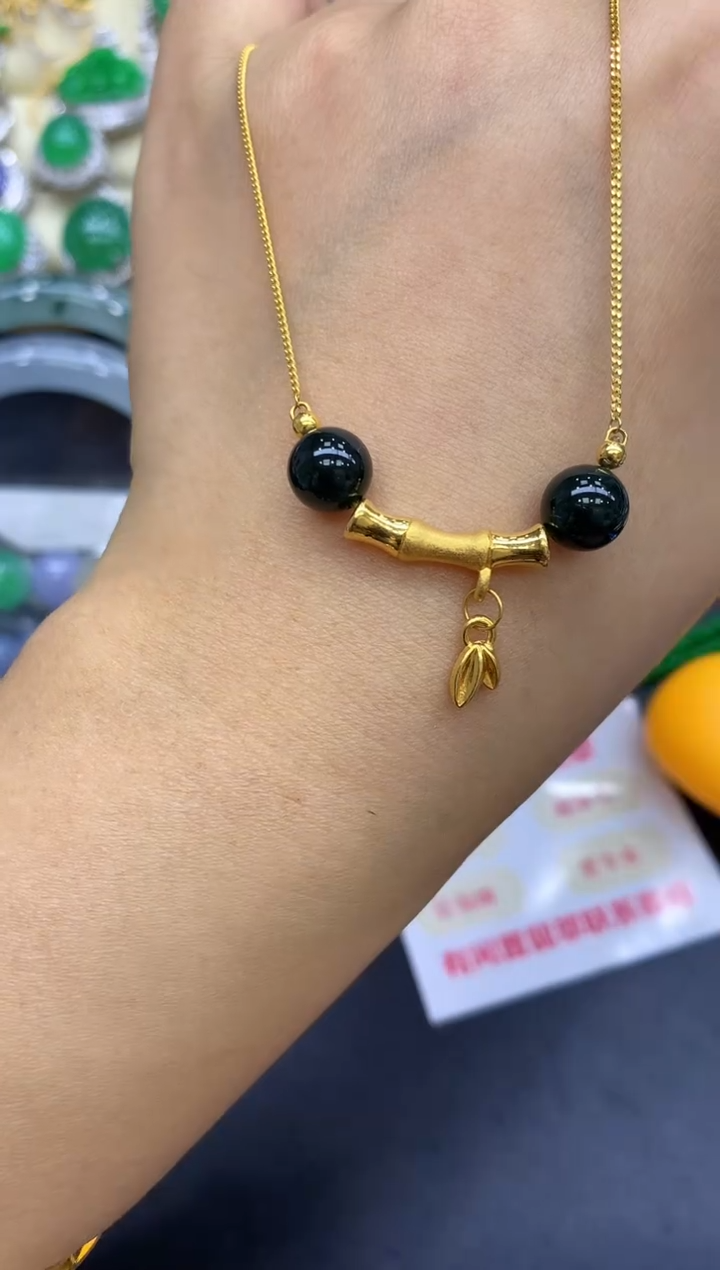 颈饰足金镶嵌翡翠354-中国好珍宝