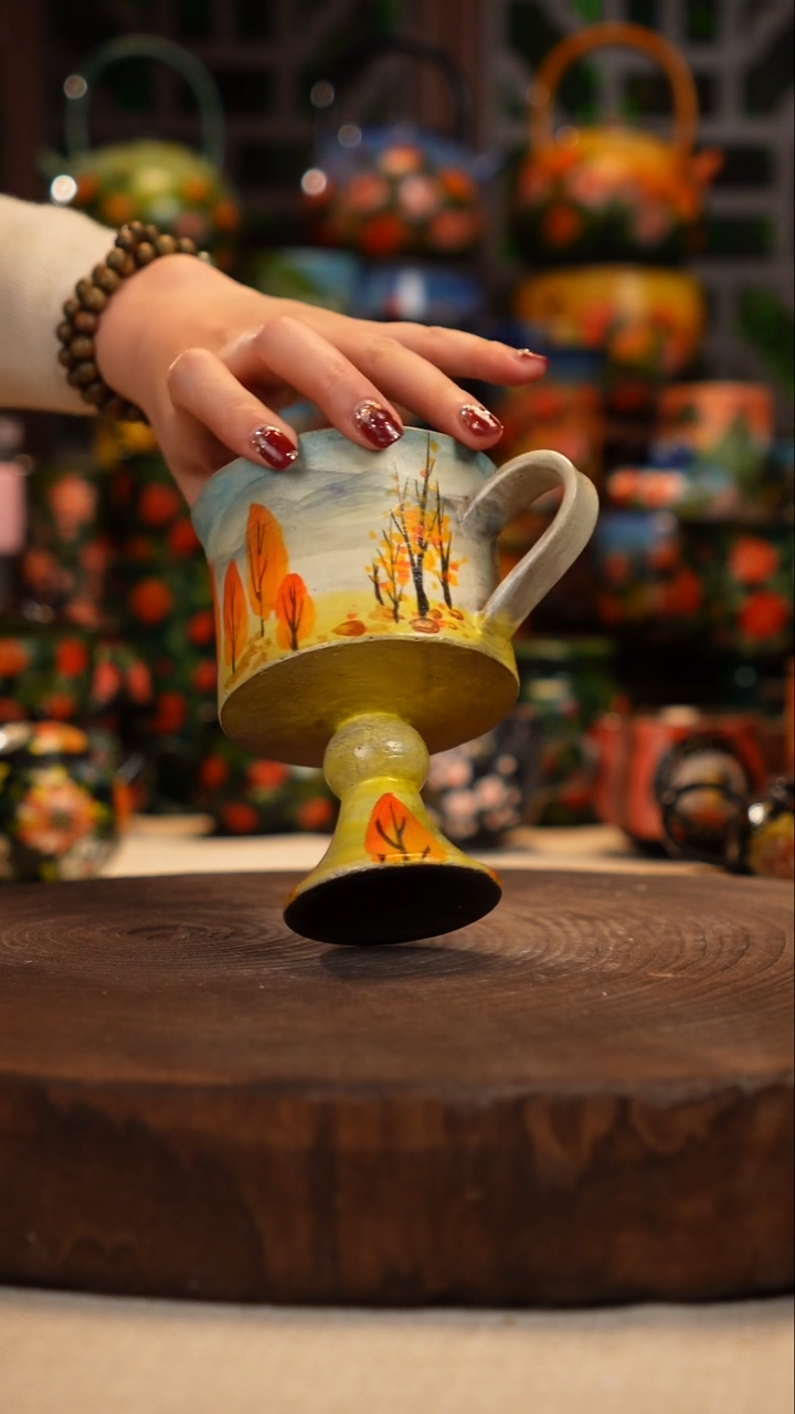 紫砂油画釉下彩手绘