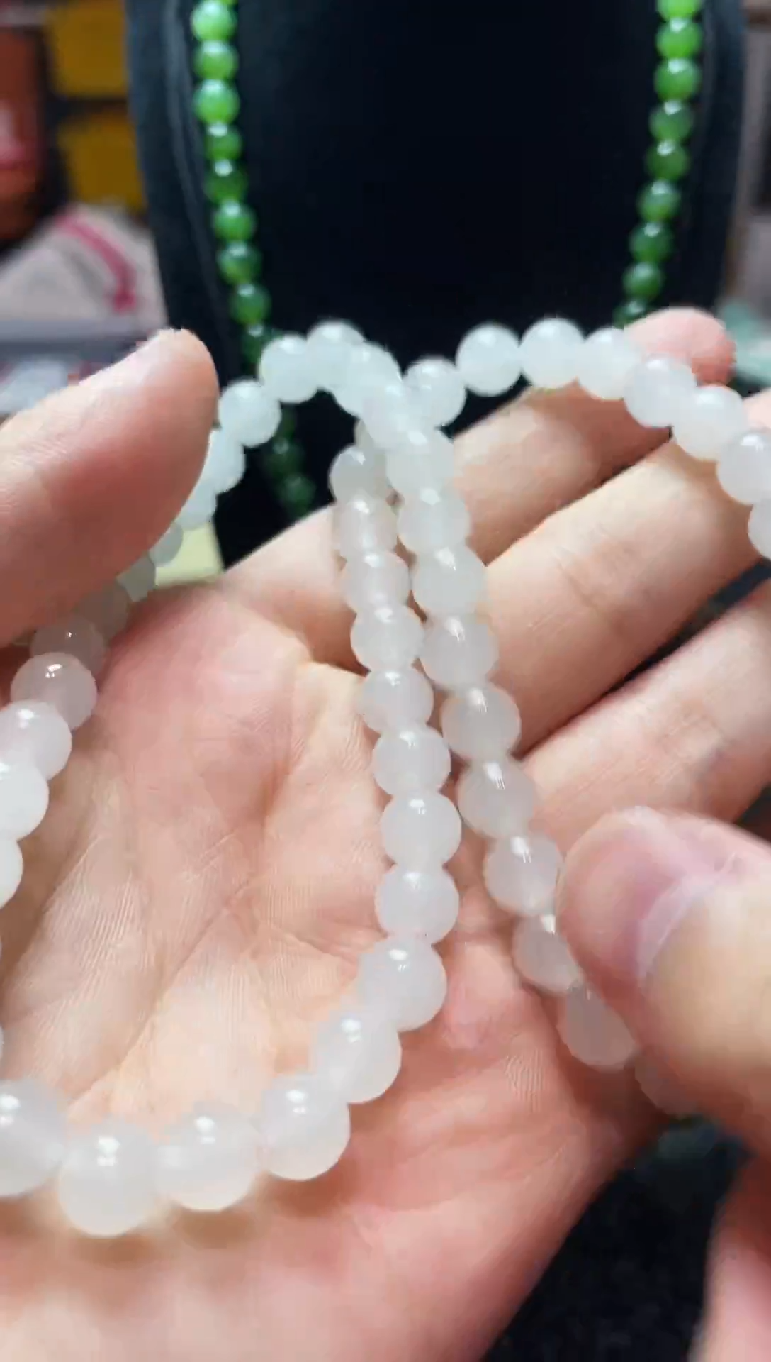 和田玉未镶嵌项链和田玉白玉项链8mm