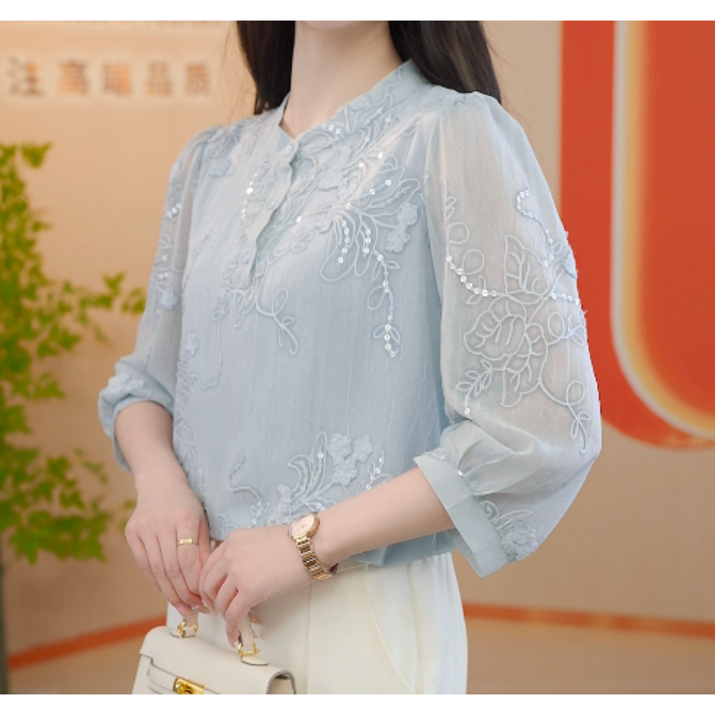 X2975【出口原单】优雅时尚气质显瘦衬衫-珈珈