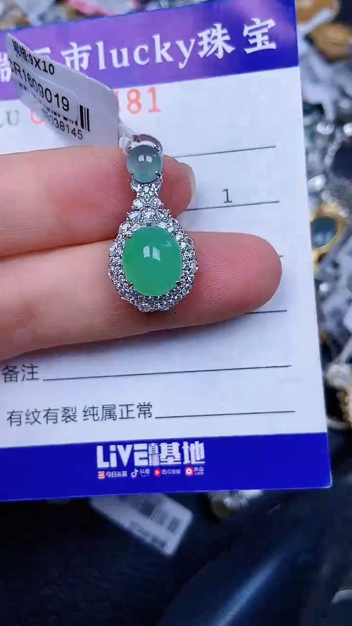 颈饰银S925镶嵌翡翠7481