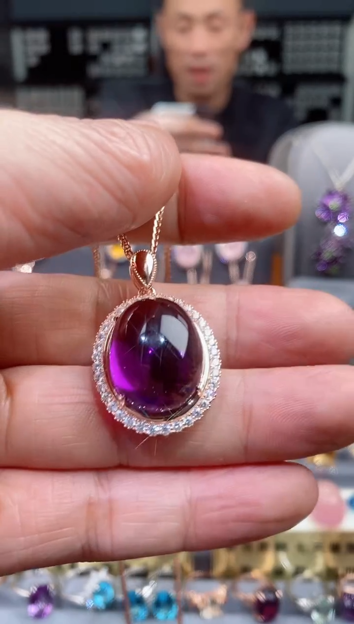 【闪购商品】紫晶吊坠银S925镶嵌紫晶吊坠