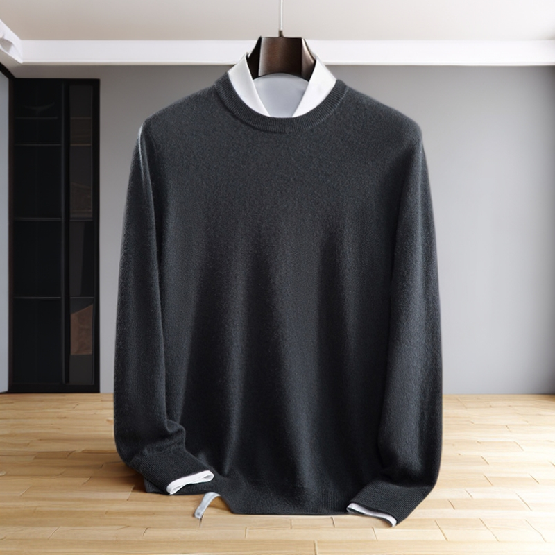 秋冬新款100%纯山羊绒衫男士圆领轻奢高档时尚百搭秋冬针织打底衫