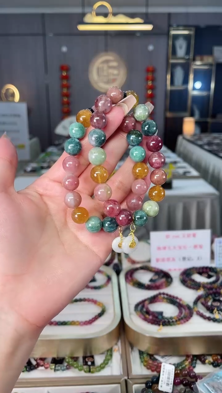 老矿碧玺单圈手串11mm+未镶嵌碧玺mz多样性发货一条