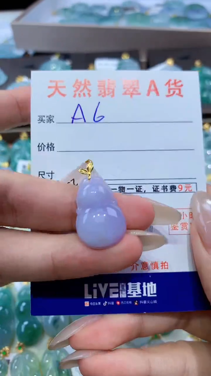 颈饰18K金镶嵌翡翠 天然翡翠A货挂件