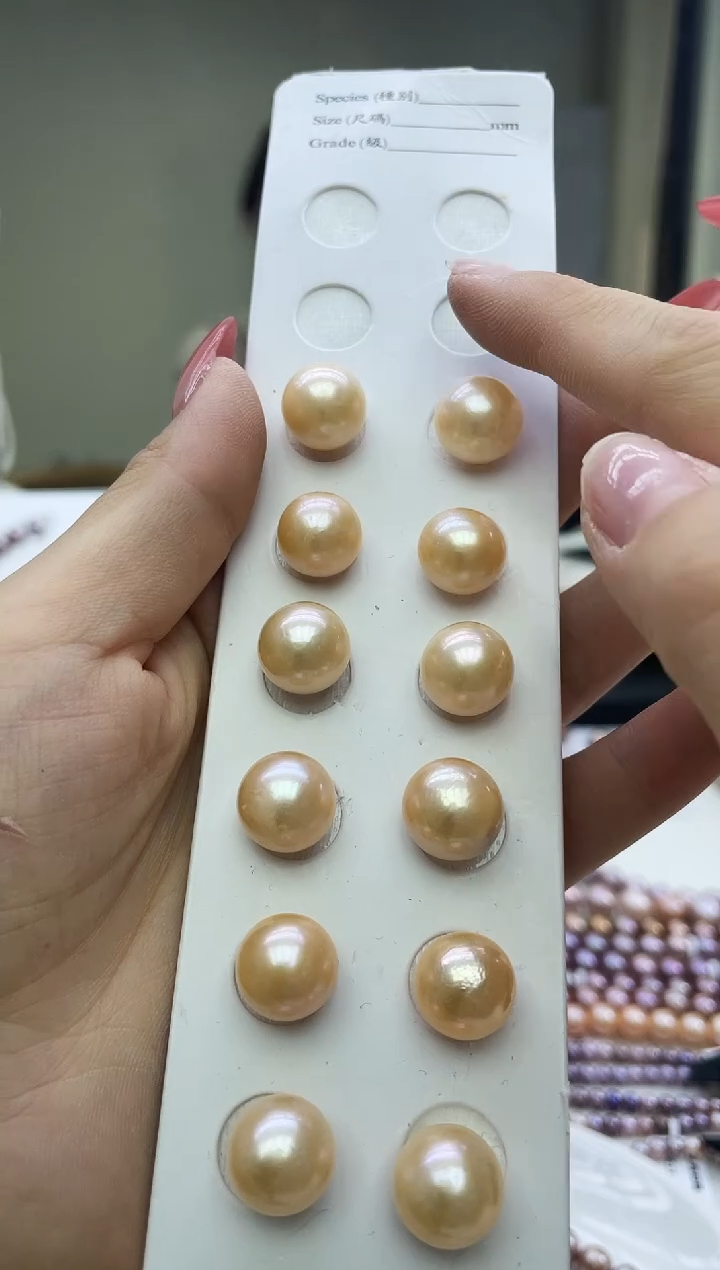 未镶嵌耳饰淡水珍珠中国红色系 