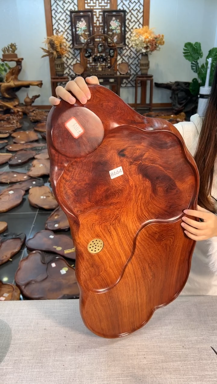 【闪购商品】大果紫檀（缅甸花梨）茶盘8664