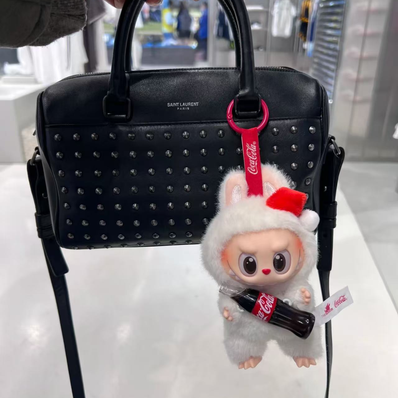 95新 YSL/圣罗兰 坤球奢选圣罗兰铆钉波士顿单肩包