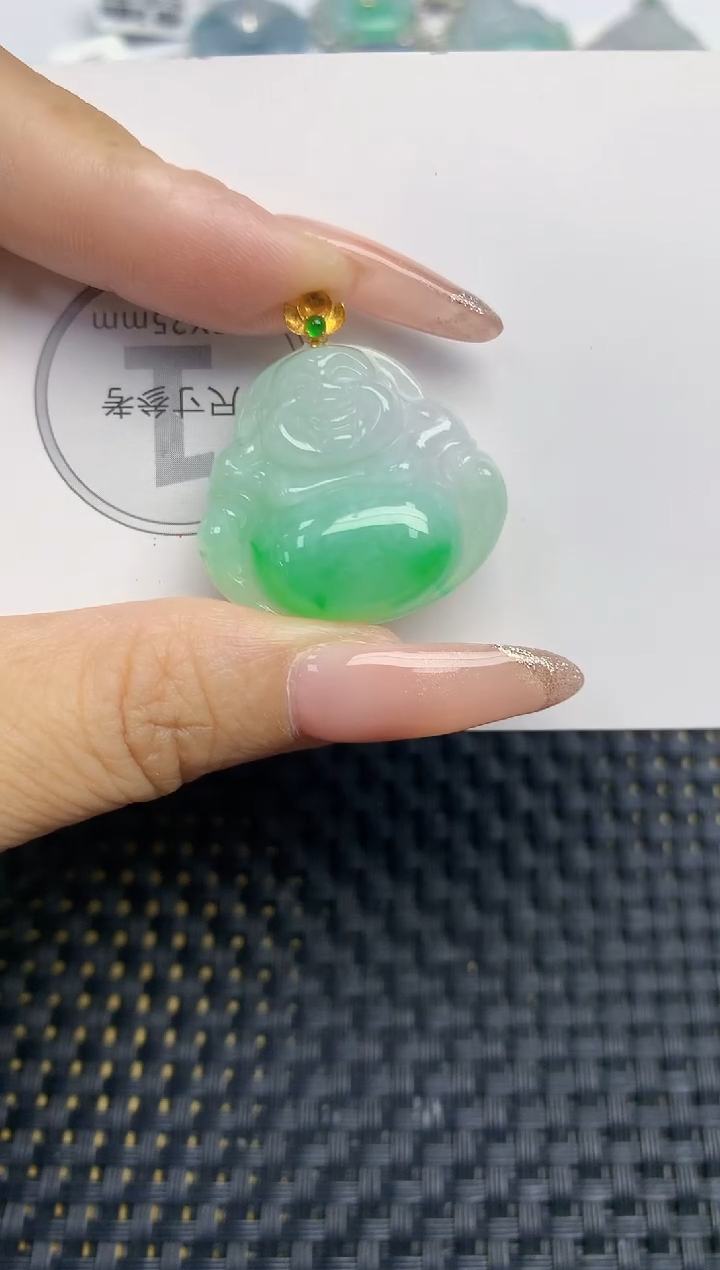 颈饰18K金镶嵌翡翠天然缅甸A货翡翠百元以上9元证书费自理