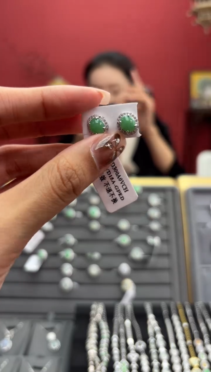 【闪购商品】翡翠耳饰银S925镶嵌553117/耳饰
