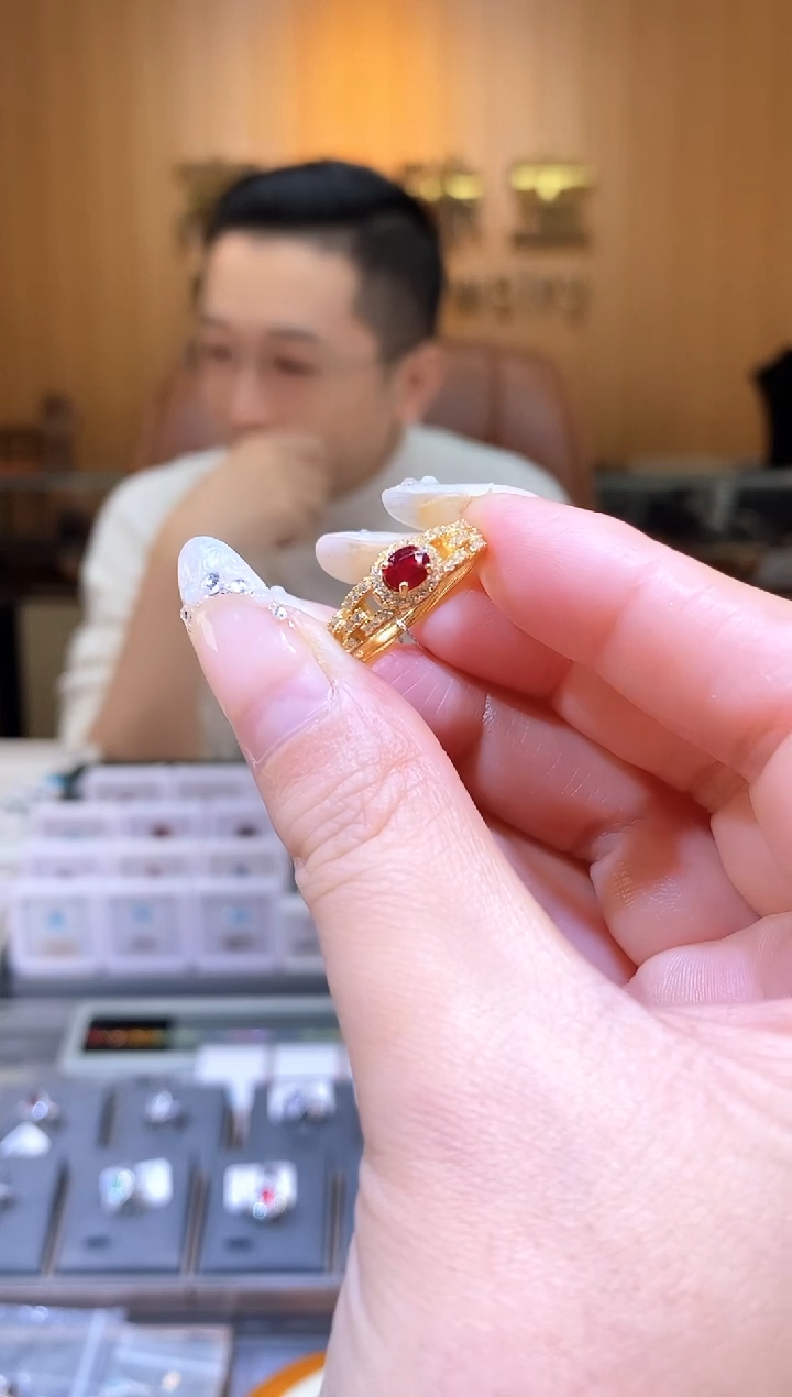 【闪购商品】红宝石戒指银S925镶嵌天然红宝石戒指