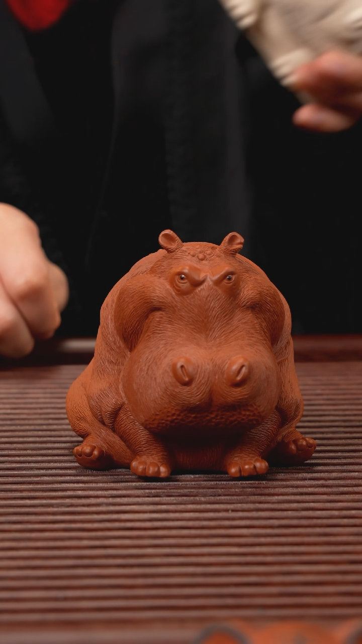 【闪购商品】紫砂茶宠朱泥河马