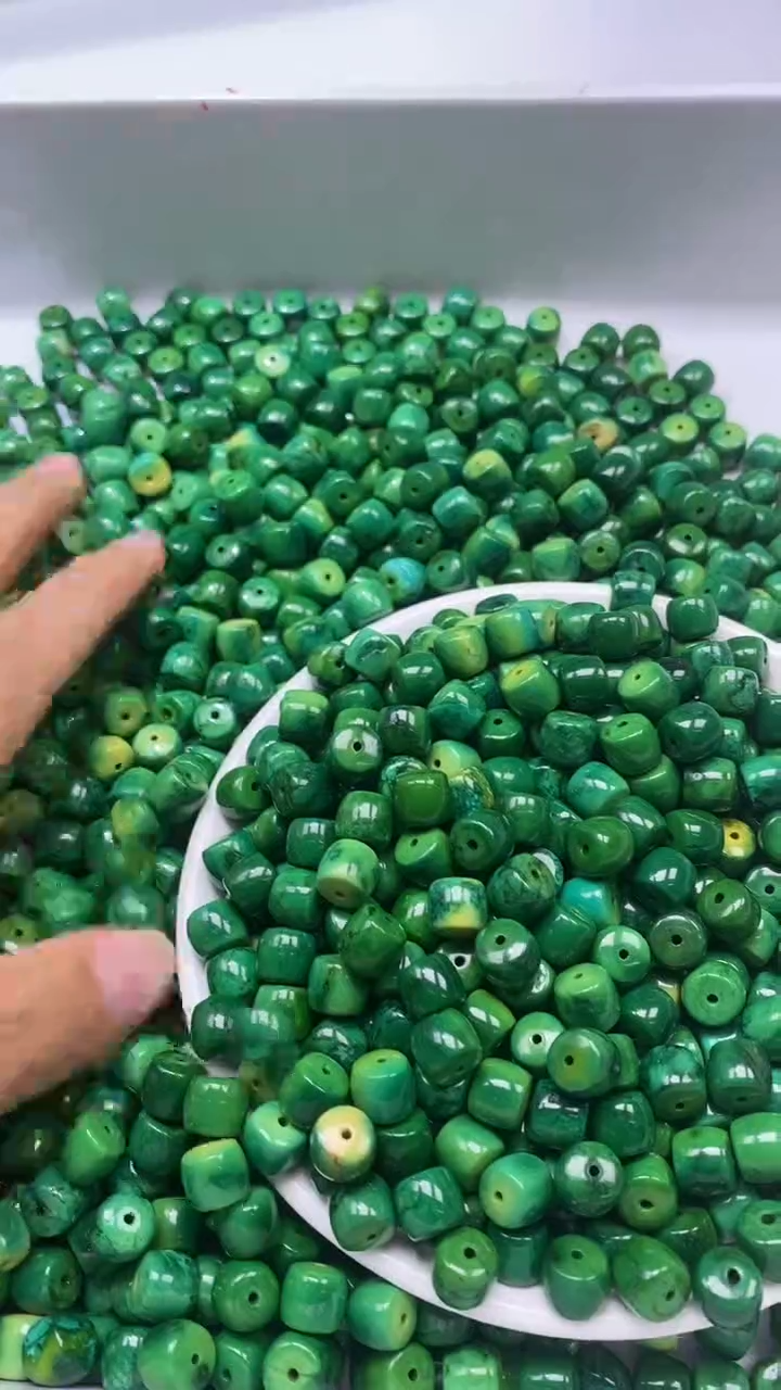 未镶嵌颈饰玛瑙/玉髓X643-高瓷菜籽黄绿松老型8mm*8颗