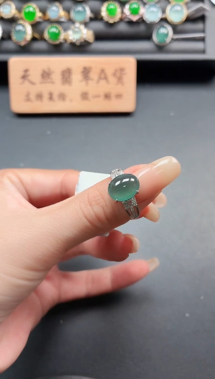银S925镶嵌戒指翡翠1