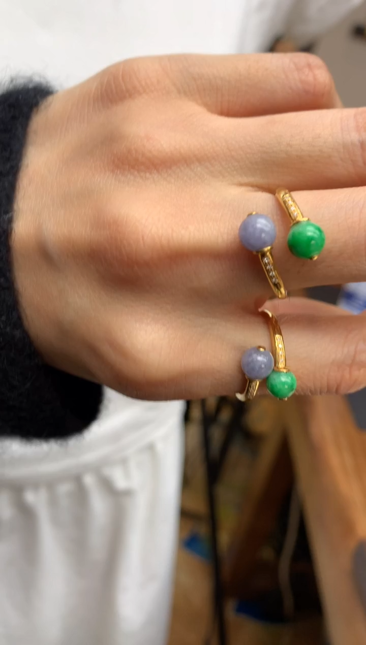 【闪购商品】翡翠戒指18K金镶嵌戒指 多样性发（1件）