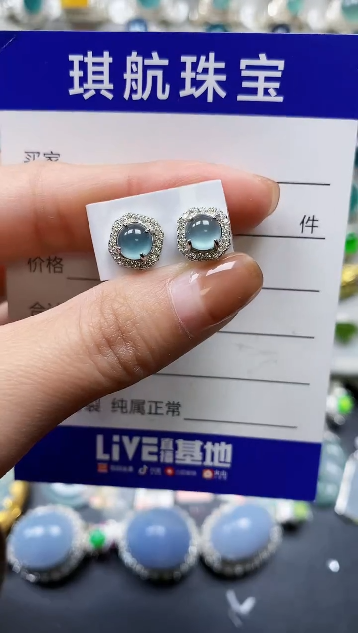 【闪购商品】翡翠耳饰银S925镶嵌0502