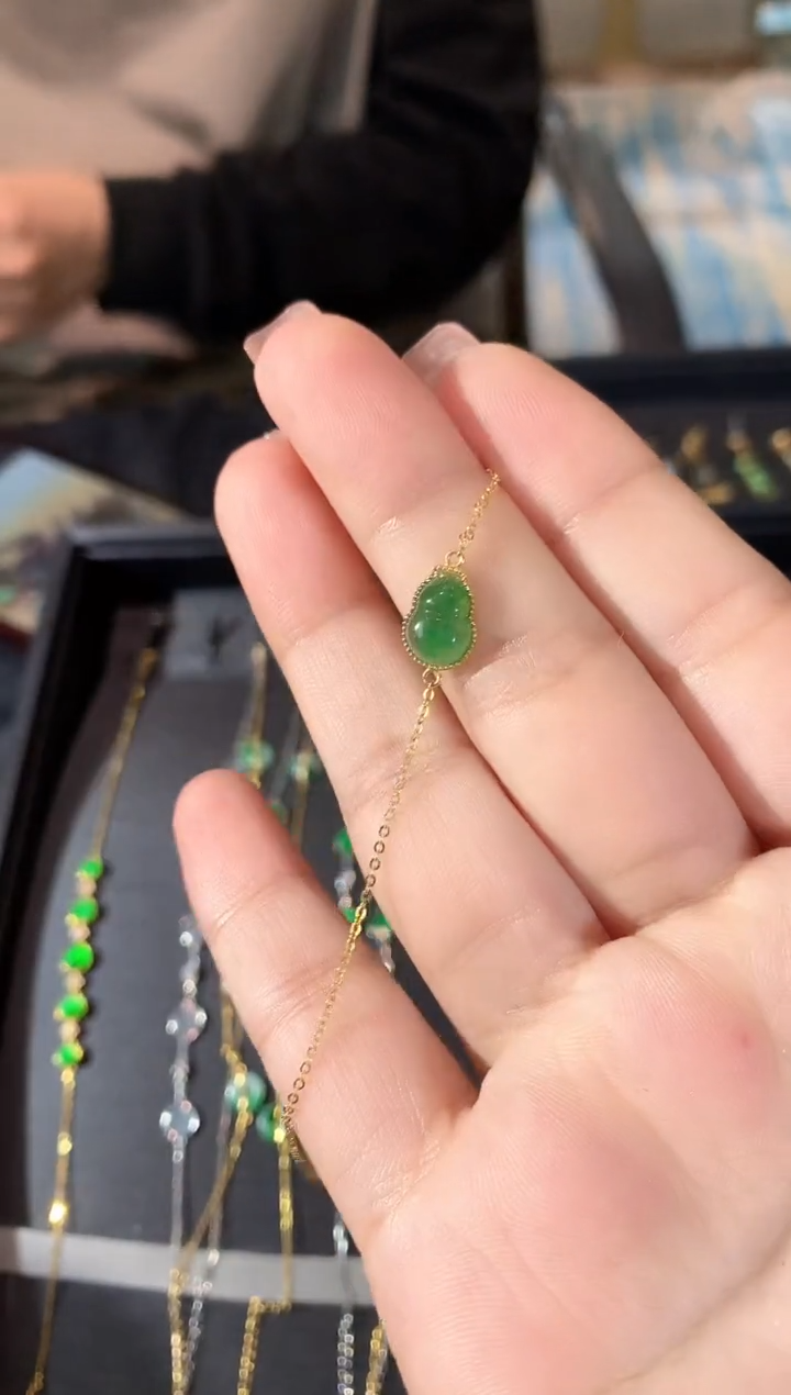 【闪购商品】18K金镶嵌翡翠手链430zjh时尚